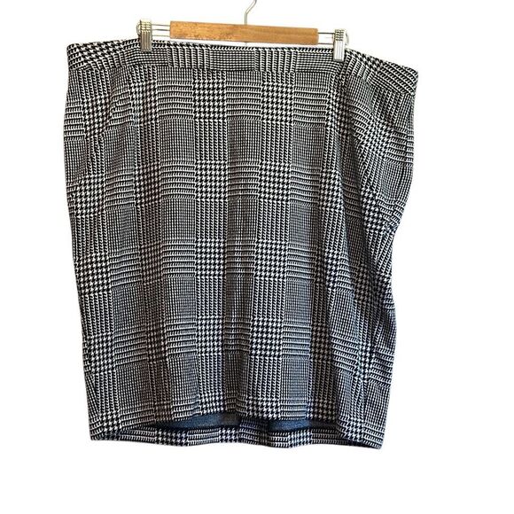 Houndstooth Skirt Plus Size Black & White Knee Length Career Casual‎ - Picture 1 of 8